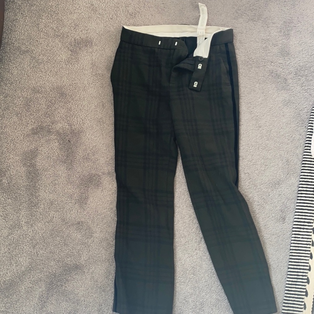 Zara plaid pants, velvet piping down side